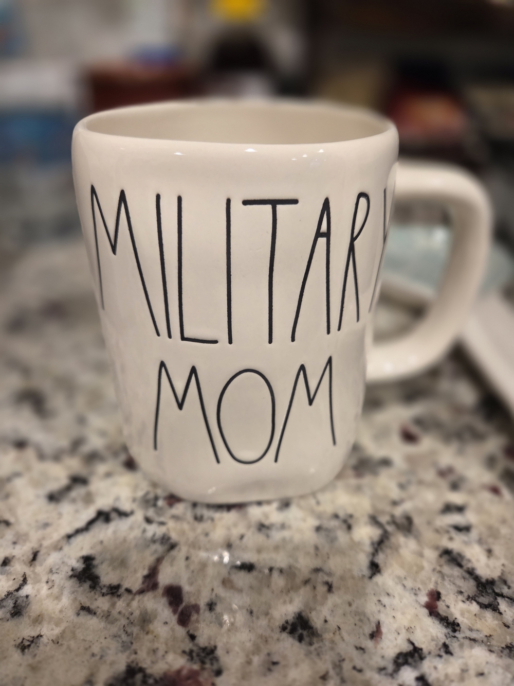 Rae Dunn White Ceramic "MILITARY MOM" Mug